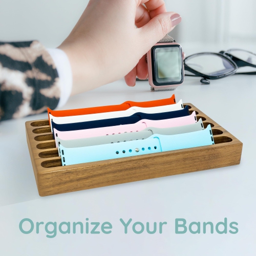 Wooden Watch Band Organizer - Works with All Apple Watch Bands - Watch Band Holder - Wooden Watch Stand Display