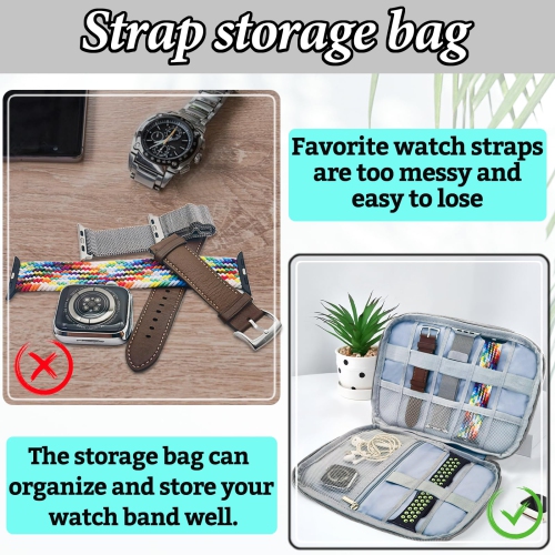 Waterproof Watch Band Storage Case, Oxford Cloth Watch Band Organizer Portable Watch Strap Holder with 8 Watch Bands Slots