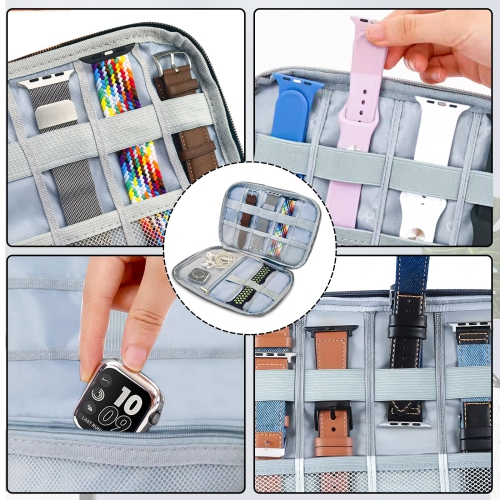 Waterproof Watch Band Storage Case, Oxford Cloth Watch Band Organizer Portable Watch Strap Holder with 8 Watch Bands Slots