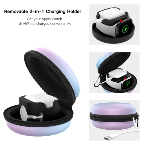 Travel Case Compatible with Apple Watch Series 9/8/7/6/5/4/3/2/1/SE,Portable Protective Bag Fit iWatch Stand and Airpods 2 & 1 Charging Case Station