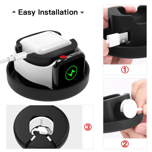 Travel Case Compatible with Apple Watch Series 9/8/7/6/5/4/3/2/1/SE,Portable Protective Bag Fit iWatch Stand and Airpods 2 & 1 Charging Case Station