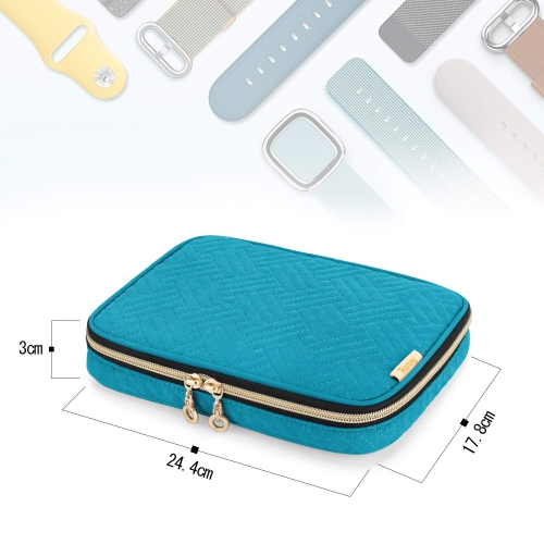 Watch Band Storage Case Holds 12 Watch Straps, Travel Organizer Bag Compatible for All Series Apple Watch Bands or Smart Watch Bands, Teal