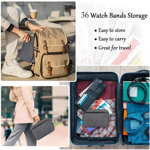 Watch Band Case Holds 36 Watch Straps, Travel Organizer Bag Carrying Case Compatible for All Series of Apple Watch Bands or Smart Watch Bands