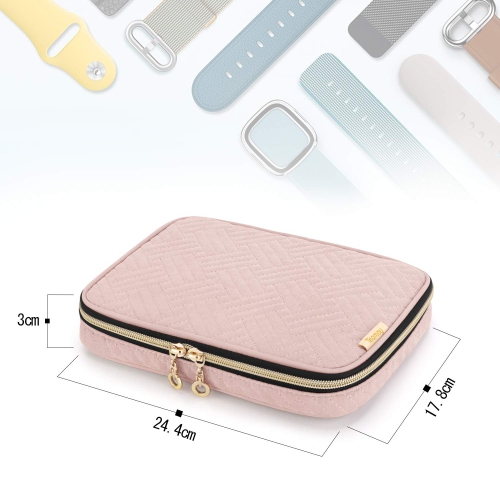 Watch Band Storage Case Holds 12 Watch Straps, Travel Organizer Bag Compatible for All Series Apple Watch Bands or Smart Watch Bands, Misty Rose