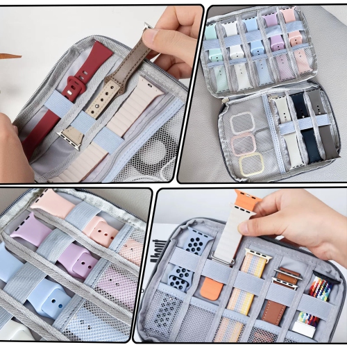 Waterproof Watch Band Storage Case, Oxford Cloth Watch Band Organizer Portable Watch Strap Holder with 8 Watch Bands Slots