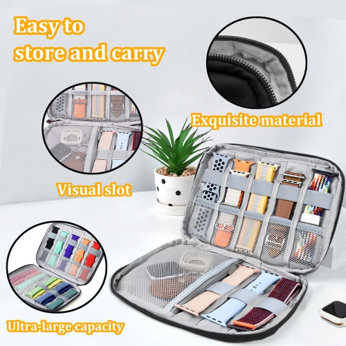 Waterproof Watch Band Storage Case, Oxford Cloth Watch Band Organizer Portable Watch Strap Holder with 8 Watch Bands Slots