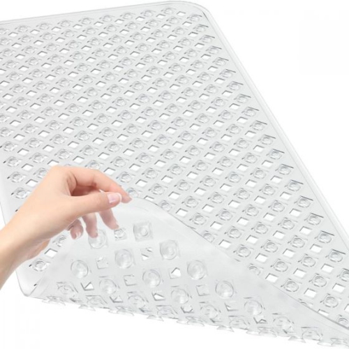 Non Slip Bathtub Mat 35 x 16 Inches Pebbles Shower Mats with Suction Cups, Drain Holes for Bathroom Showers, Tub, Machine Washable Bathroom Mats BPA,