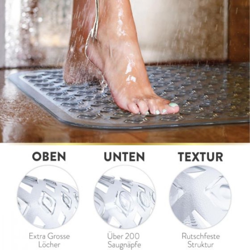 Non Slip Bathtub Mat 35 x 16 Inches Pebbles Shower Mats with Suction Cups, Drain Holes for Bathroom Showers, Tub, Machine Washable Bathroom Mats BPA,