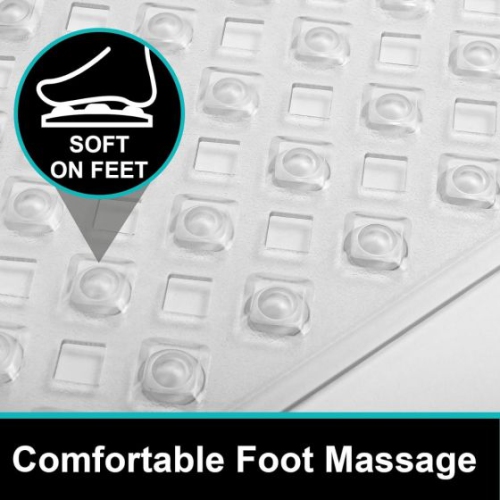 Non Slip Bathtub Mat 35 x 16 Inches Pebbles Shower Mats with Suction Cups, Drain Holes for Bathroom Showers, Tub, Machine Washable Bathroom Mats BPA,