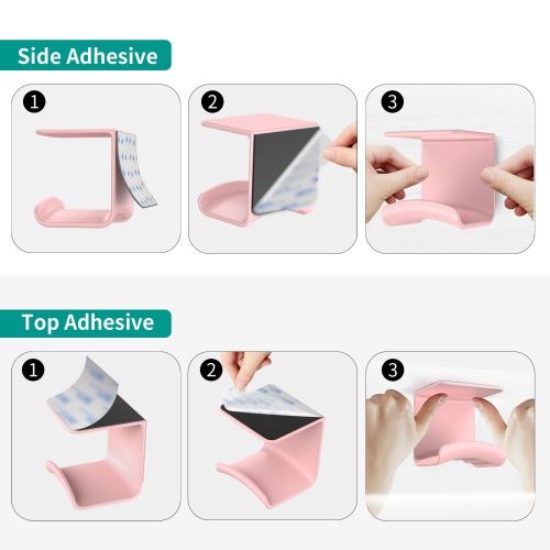 Headphone Hook Under Desk - Headphone Holder Under Table, Adhesive Gaming Headphone Stand Hanger Desk Mount for Most Headphone(Pink-2P)