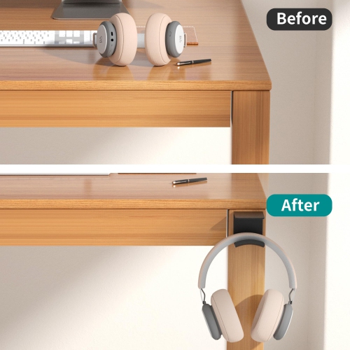 Headphone Hook Under Desk - Headphone Holder Under Table, Adhesive Gaming Headphone Stand Hanger Desk Mount for Most Headphone(Black-2P)