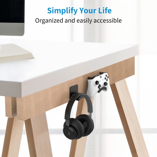 Headphone Stand for Most Headsets-Headphone Holder & Hanger 2 in 1, Fixed on The Wall or Desk with Non-Slip Silicone Pad Rugged and Durable