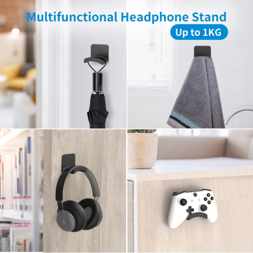 Headphone Stand for Most Headsets-Headphone Holder & Hanger 2 in 1, Fixed on The Wall or Desk with Non-Slip Silicone Pad Rugged and Durable