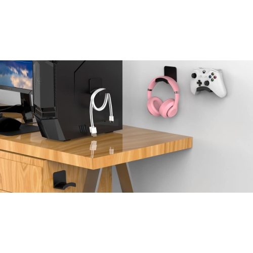 Headphone Stand Headset Holder - Adhesive Gaming Headphone Hanger Hook Desk Mount for Most Headphone & Controller