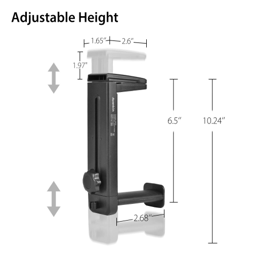 HS906 Headphone Stand & Hanger 2 in 1, Above & Under Desk Gaming Headset Holder Mount Hook with Height Adjustable & Rotating Clamp, Earphone Rack