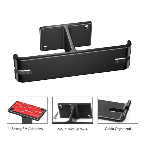 Headphone Hanger Aluminum Alloy Headset Hook Stick-on Adhesive Headphone Stand Under Desk Earphone Hanger Mount with Cable Clip Organize and Screws