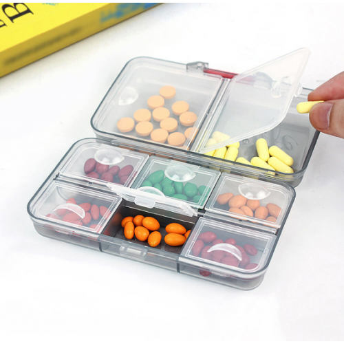 Organiseur de pilules à 8 compartiments avec verrou – rangement compact et sécuritaire pour les pilules, les vitamines et les petits articles