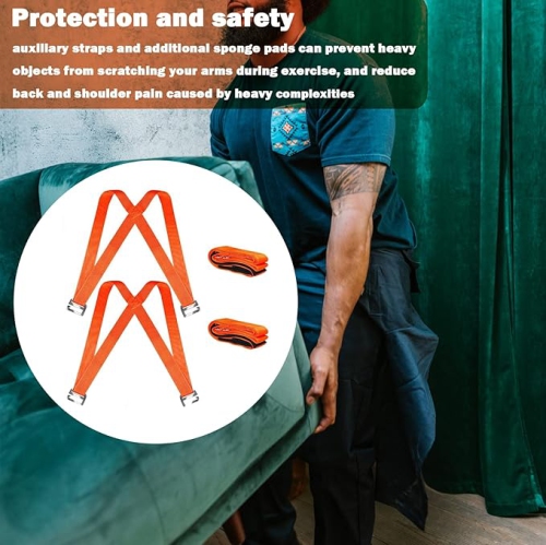 Moving Straps, 2-Person Lifting and Moving System Shoulder Belt for Carry Heavy Furniture, Appliances, Mattresses, Easily Secure to Lift Heavy