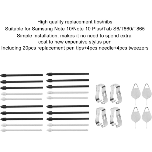 4 Pack Stylus Pen Nibs Replacement Tips Kit Compatible with Samsung Note 10/Note 10 Plus/Note10 5G/Note10+ 5G/Tab S6 T860 T865 – 20 Tips + 4 Removal