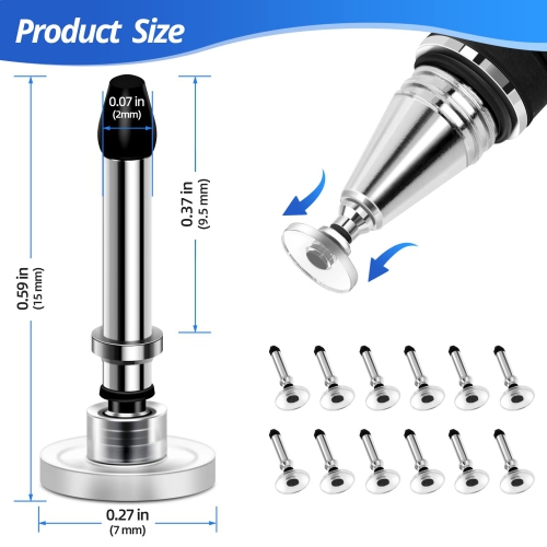 Stylus Tips Replacement Tips only 12 Pack Passive Stylus Pen disc Universal nibs Compatible with Capacitive Touch Screen