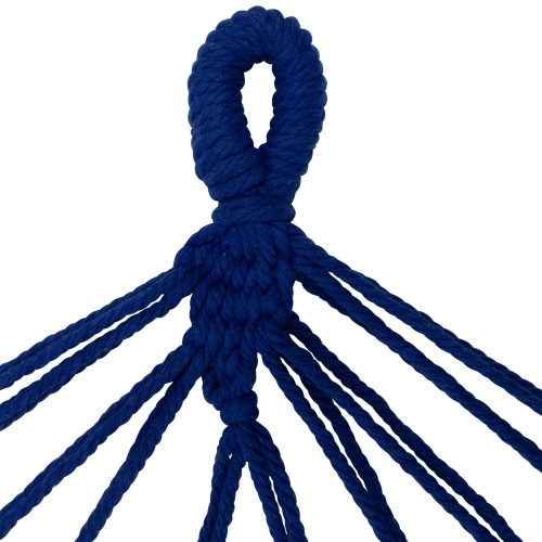 Hammock with Netted Fringe and Wooden Bars - 100" x 41" - Blue