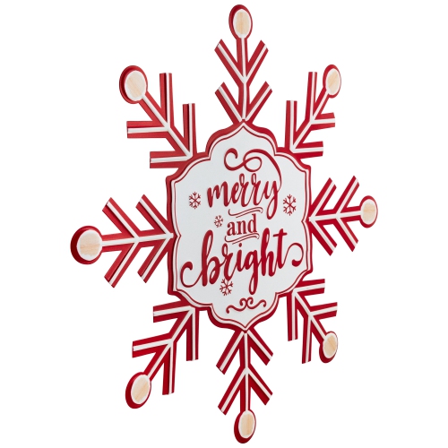 Merry and Bright Snowflake Metal Wall Sign - 15.75"