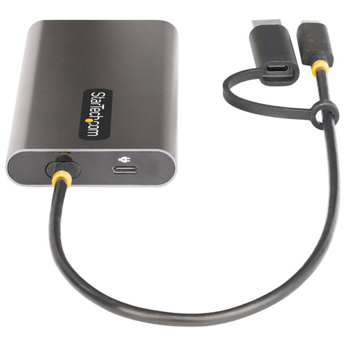 StarTech USB-C/USB-A to Dual HDMI Adapter with 100W Power Delivery Pass-Through - Grey