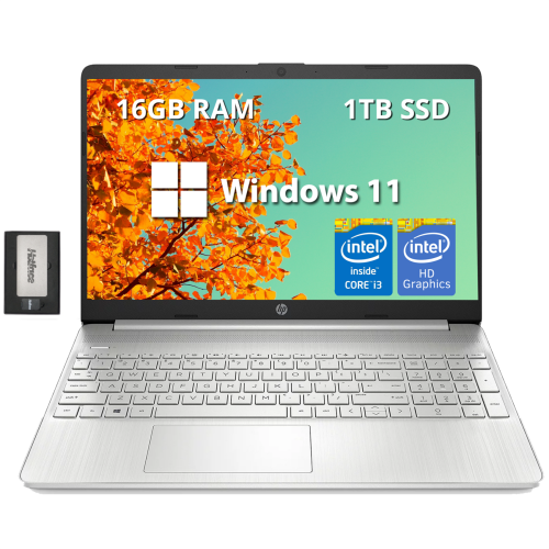 HP  15.6" Fhd Laptop, Intel Core I3-1215U Processor, 1Tb PCie SSD, 16GB Ram, Intel HD Graphics, 720P HD Camera, Bluetooth, HDMI, Wi‑Fi, Win 11