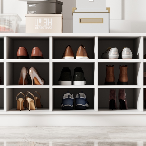 Famapy Large Entryway Hall Tree with Coat Hooks, Shoe Storage Cubbies, and Top Shelves for Organized Foyers and Mudrooms White