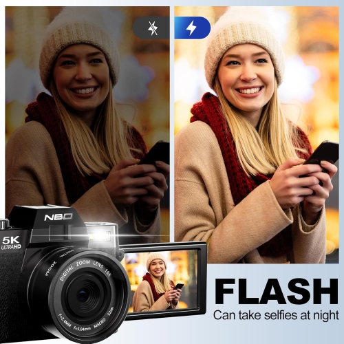 NBD Digital Cameras for Photography 5K,48MP Autofocus Vlogging Camera for YouTube with 32GB TF Card & 2 Batteries,16X Zoom Anti-Shake Video Camera