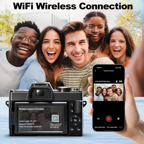 Digital Compact Cameras for Photography 48MP, 5K Vlogging Camera for YouTube with 180° Flip Screen,16X Digital Zoom,52mm Wide Angle & Macro Lens, 2