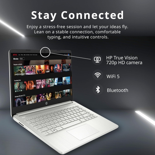 HP Premium Stream 14" HD BrightView Laptop, Intel Celeron N4120, 64GB eMMC, 4GB RAM, Intel UHD Graphics, HD Webcam, 1 Year Office 365, Win 11s,