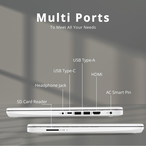HP Premium 14" Stream HD Laptop, Intel Celeron N4120 CPU, 64GB eMMC, 16GB RAM, Webcam, UHD Graphics, Bluetooth, 1 Year Office 365, Win 11s, White,
