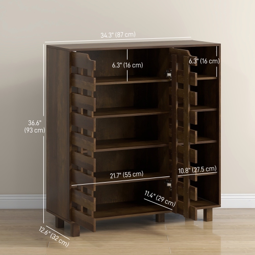 HOMCOM – Armoire à chaussures moderne avec portes creuses et tablettes ouvertes à 5 niveaux, armoire de rangement à chaussures à 21 paires pour