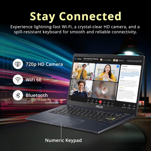 ASUS 14" FHD Laptop, Intel Celeron N4500 Processor, 224GB Storage(64GB eMMC+160GB Docking Station Set), 4GB RAM, Intel Iris Xe Graphics, 720P Camera,