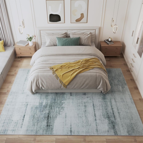 Modern Abstract Area Rug - 8' x 10' Area Rug Carpet, Non-Slip Non-Shedding Washable Rugs for Living Room and Bedroom, Grey