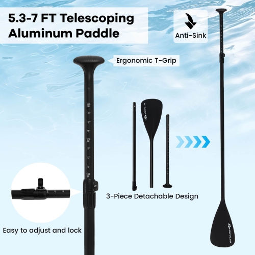 Petite planche à pagaie gonflable de Goplus, planche à rame portative avec anneaux 5D pour jeunes et adultes