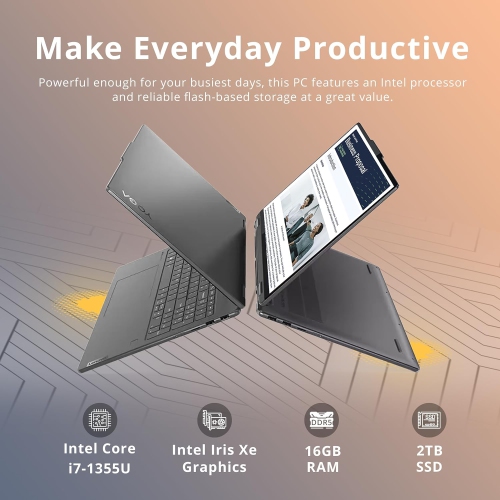 Lenovo Yoga 7i 16" WUXGA 2 in 1 Touchscreen Laptop, Intel Core i7-1355U, 2TB SSD, 16GB LPDDR5, Backlit Keyboard, Fingerprint Reader, Wi-Fi 6E, Win