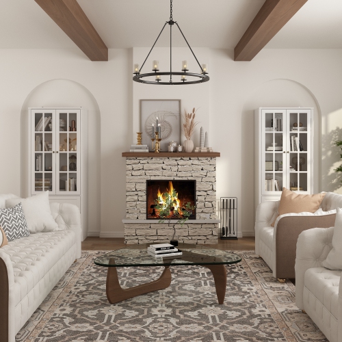 Famapy Elegant Glass Door Bookcase with Adjustable Shelves and Spacious Drawers for Living Room or Home Office Storage White