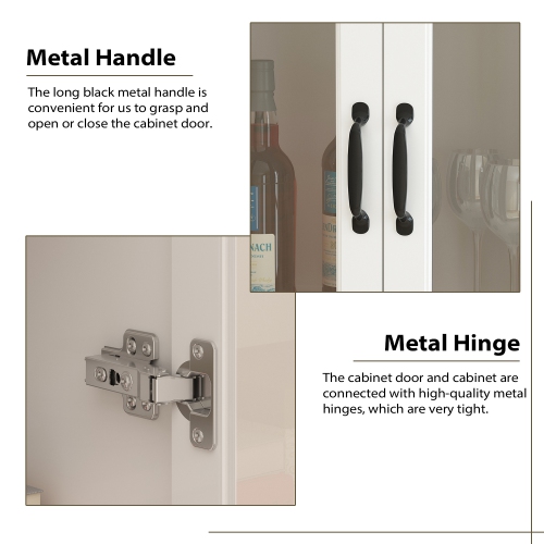 Famapy Tall Pantry Cabinet with Glass Doors, Adjustable Shelves, and Spacious Storage for Kitchen or Dining Room White