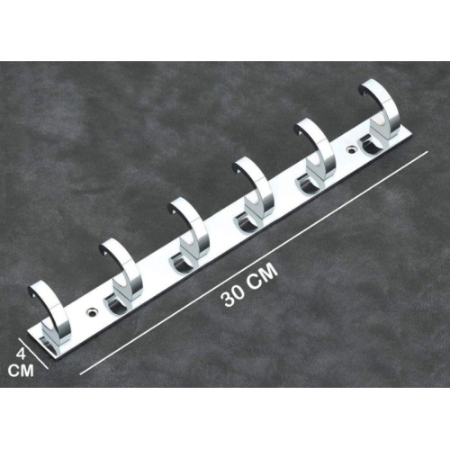 Stainless Steel 6 Pin Bathroom Cloth Hooks Hanger Door Bathroom Robe Hooks Rail for Hanging Keys, Clothes Towel Steel Hook