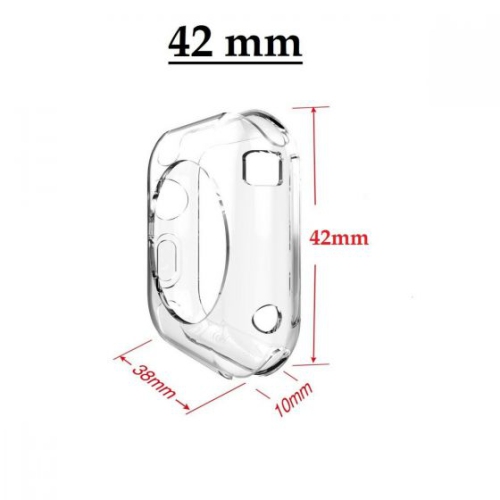 Watch Series 1 2 3 Case 38mm/42mm Smart Watch Cover-42mm soft HD High Sensitivity Screen Protector with TPU All Around Anti-Fall Bumper Protective