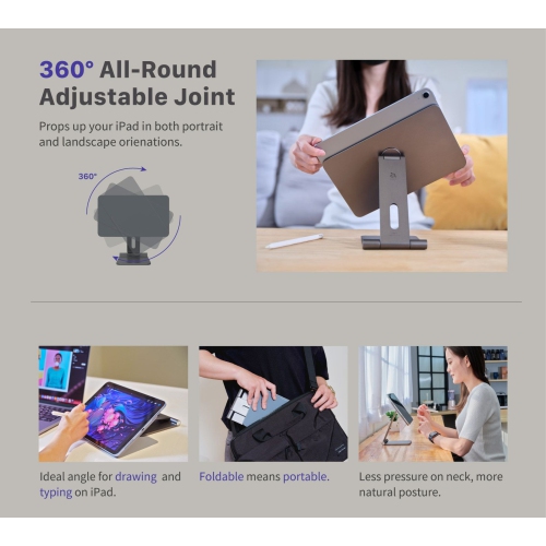 ADAM Elements Mag M 12.9" Foldable Aluminum Magnetic Stand for 12.9" iPad Pro and Air 360 Rotating 180 Tilt