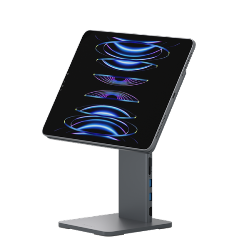 ADAM Elements Mag M Pro 11" 8 in 1 Aluminum HUB Stand for iPad Pro and Air 360 Rotating 180 Tilt USB-A 3.1 x2 USB-C PD@60W x1 HDMI 4K@60Hz microSD/SD