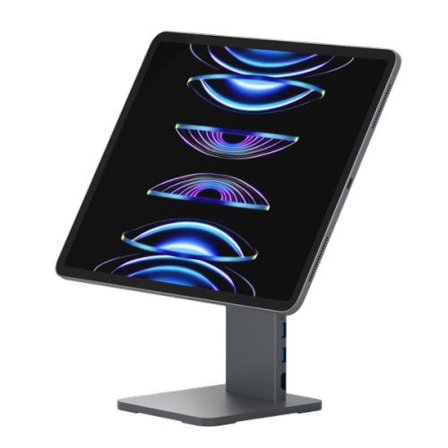 ADAM Elements Mag M Pro 12.9" 8 in 1 Aluminum HUB Stand for iPad Pro and Air 360 Rotating 180 Tilt USB-A 3.1 x2 USB-C PD@60W x1 HDMI 4K@60Hz
