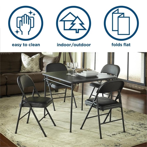 Cosco Square Vinyl Folding Table in Black