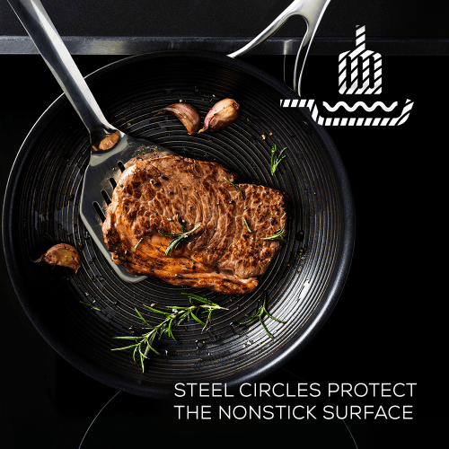 Circulon Clad Stainless Steel Frying Pan with Hybrid SteelShield and Nonstick Technology, 32cm Silver