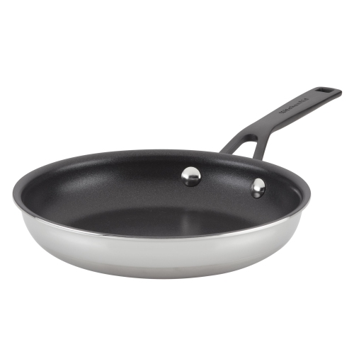 Poêle antiadhésive KitchenAid, 5 épaisseurs, acier inoxydable, 8,25 po, acier inoxydable poli