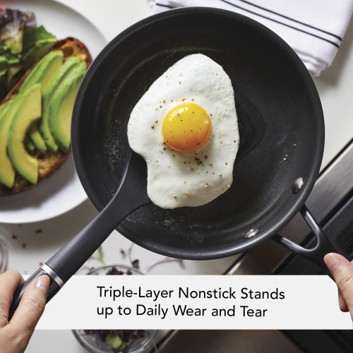 Poêle antiadhésive KitchenAid, 5 épaisseurs, acier inoxydable, 8,25 po, acier inoxydable poli