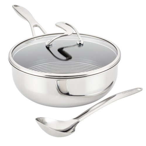 CIRCULON  Clad Stainless Steel Chef Pan And Utensil Set With Hybrid Steelshield And Nonstick Technology, 3-Piece, Si